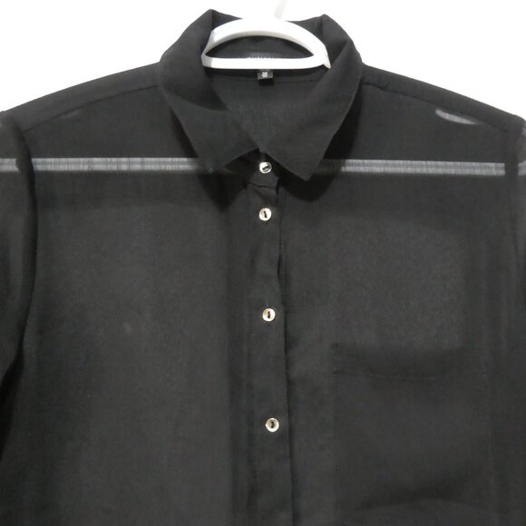 DYNAMITE | xs - extra small | Sheer Black Button-Up Long Sleeve Dress | NWOT - Picture 4 of 16